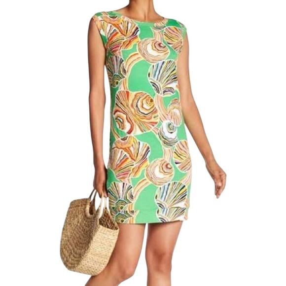 New Trina Turk Zinnia Green Seashells Shift Dress S - Picture 1 of 7